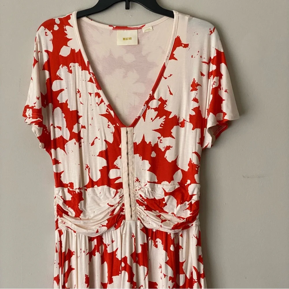 Maeve Anthropologie Stretchy Summer Breeze Dress Orange Floral Size Large - Picture 8 of 12